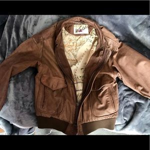 Vintage, Winlit light-Brown leather bomber jacket